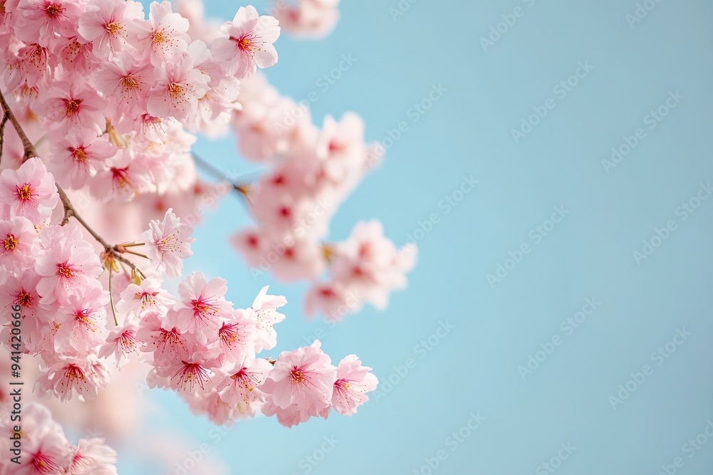 Delicate pink blossoms against a soft blue sky, capturing the essence of spring and nature's beauty. Delicate pink blossoms against a soft blue sky, capturing the essence of spring and nature's beauty.