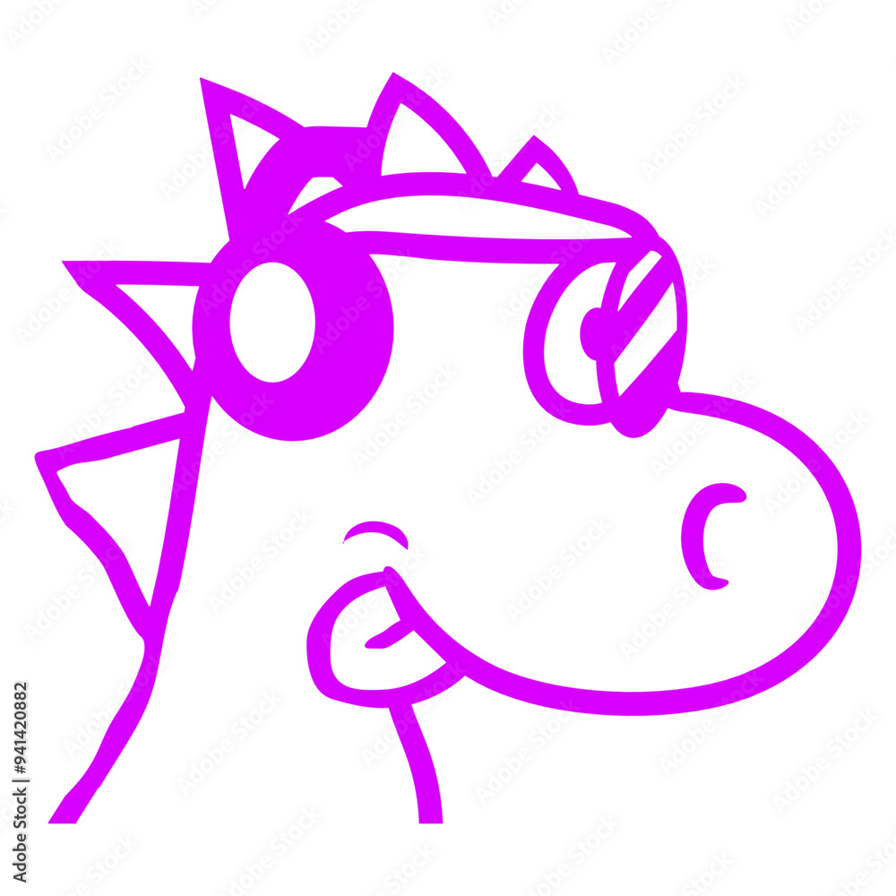 Obraz premium Cute Dinosaur Dino From Side Face Head Music DJ Headphone Sunglasses Party Night Dancing Clubber Raver Comic Humor Cartoon Cool Fun Sound Disco Club Festival Band Concert Techno Raving Discothek Love