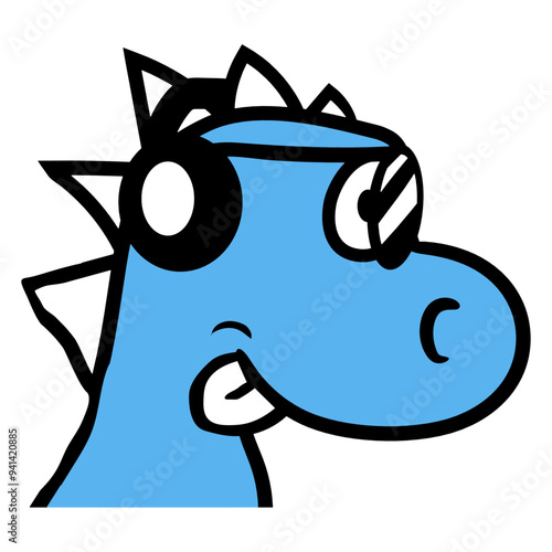 Cute Dinosaur Dino From Side Face Head Music DJ Headphone Sunglasses Party Night Dancing Clubber Raver Comic Humor Cartoon Cool Fun Sound Disco Club Festival Band Concert Techno Raving Discothek Love