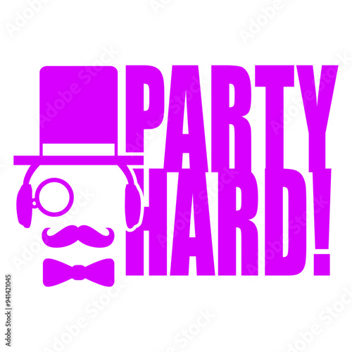 Sir Party Hard Gentleman Cylinder Hat Monocle Glasses Music DJ Headphone Night Dancing Clubber Raver Comic Humor Cartoon Cool Fun Sound Disco Club Festival Band Concert Techno Raving Discothek Love