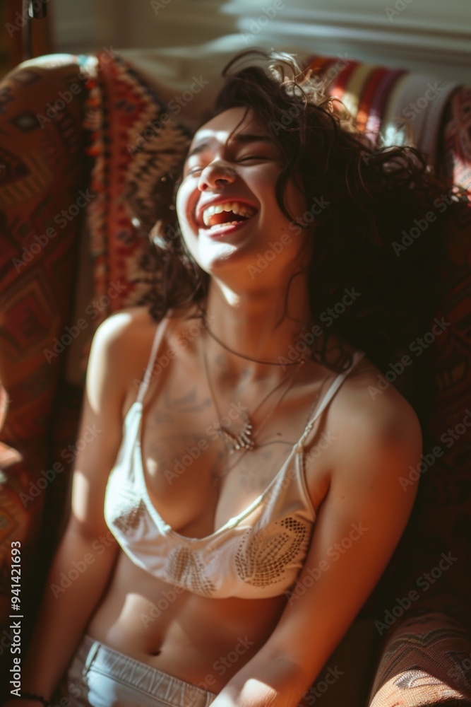 A woman sits in a chair with her eyes closed, deep in thought A woman sits in a chair with her eyes closed, deep in thought