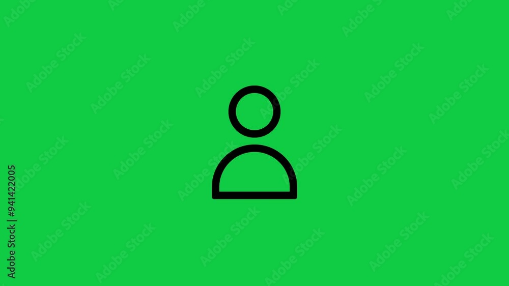 Minimalist Line Art User Icon Animation on Green Screen Background Minimalist Line Art User Icon Animation on Green Screen Background