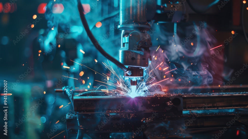 Highlight the efficiency of robotic welders seamlessly joining metal structures, ensuring strength and durability Highlight the efficiency of robotic welders seamlessly joining metal structures, ensuring strength and durability