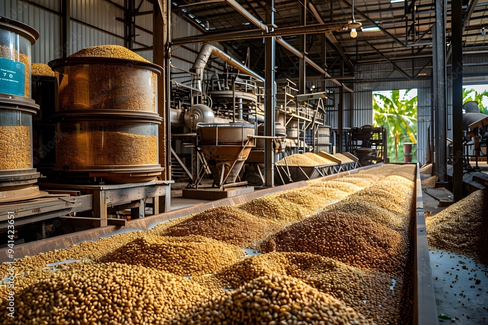 Vibrant Grain Processing Facility with Abundant Harvests Vibrant Grain Processing Facility with Abundant Harvests