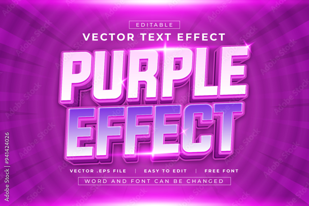 Purple Effect 3D editable text effect style Purple Effect 3D editable text effect style