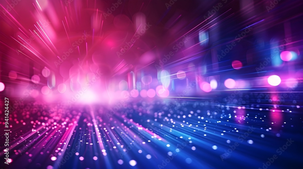 Obraz premium Vibrant Neon Lights and Futuristic Digital Motion Background with Glowing,Shimmering Patterns