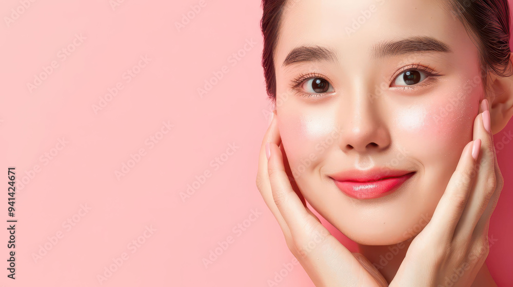 High-definition portrait of an Asian woman with radiant skin and smooth texture, ideal for beauty and skincare photography High-definition portrait of an Asian woman with radiant skin and smooth texture, ideal for beauty and skincare photography