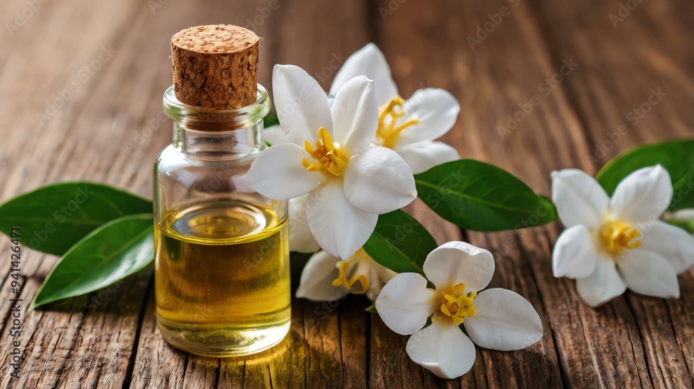 a small bottle of jasmine essential oil isolated background a small bottle of jasmine essential oil isolated background