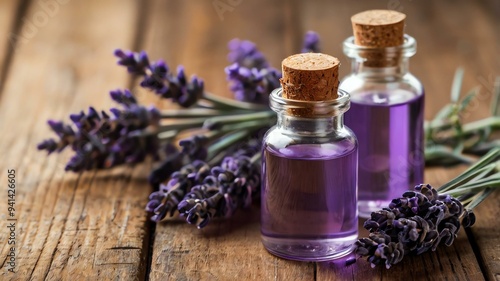 a small bottle of lavender essential oil isolated background