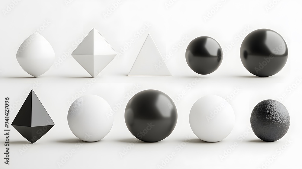 CG Abstract Geometric Shapes: A set of CG geometric shapes, including cubes, spheres, and pyramids, arranged artistically on a white background.
CG Abstract Geometric Shapes: A set of CG geometric shapes, including cubes, spheres, and pyramids, arranged artistically on a white background.