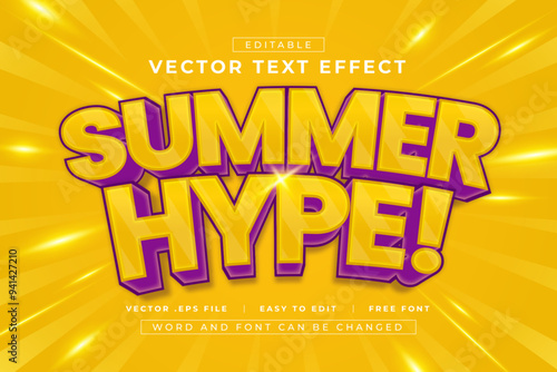 Summer Hype 3D vector text effect with editable light