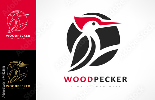 Woodpecker bird logo vector. Bird design.