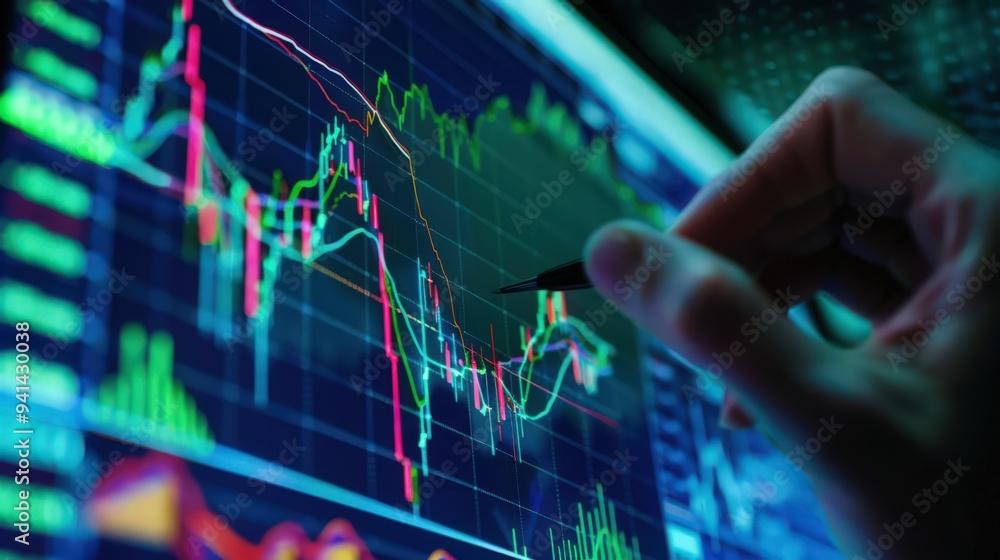 Investors analyzing a stock chart to identify key support and resistance levels Investors analyzing a stock chart to identify key support and resistance levels