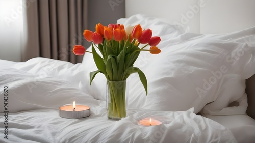 tulips on the bed