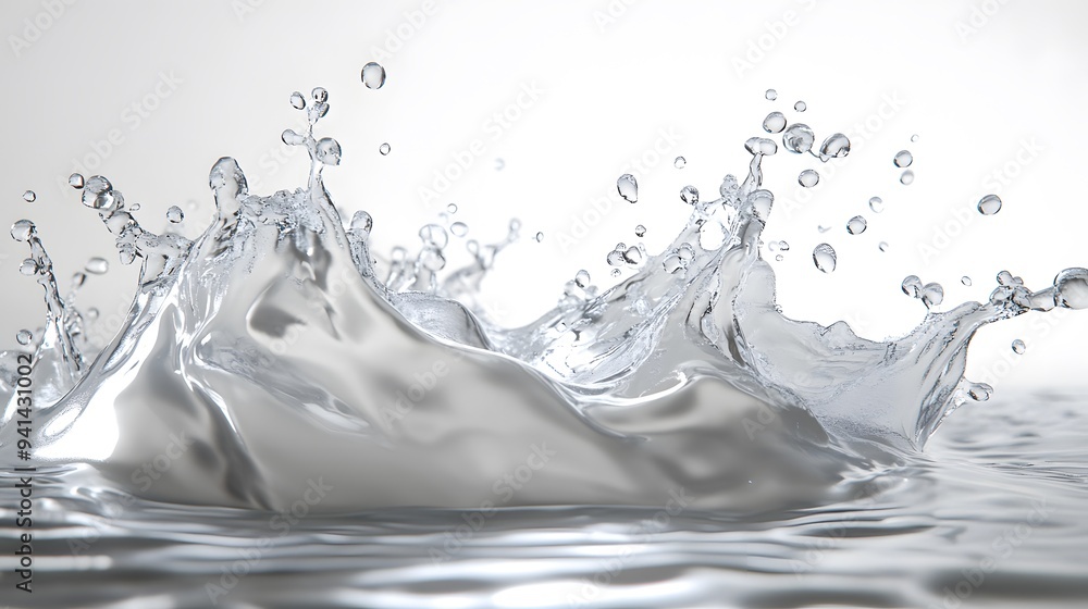 CG Abstract Liquid Splash: A dynamic, CG-rendered splash of liquid, frozen in time, with droplets suspended on a white background.
CG Abstract Liquid Splash: A dynamic, CG-rendered splash of liquid, frozen in time, with droplets suspended on a white background.