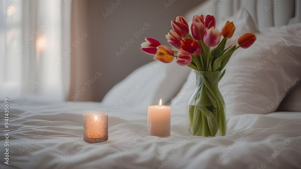 tulips on the bed tulips on the bed