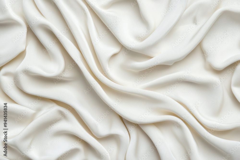 Fototapeta premium Image of smooth, flowing white fabric with soft folds and elegant texture, perfect for backgrounds, fashion designs, and creative projects.