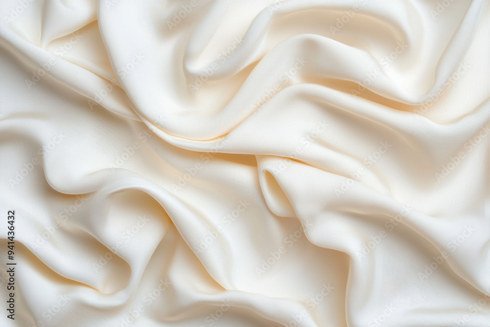 Obraz premium Close-up of smooth and elegant white silk fabric with soft folds, creating a luxurious and sophisticated texture.