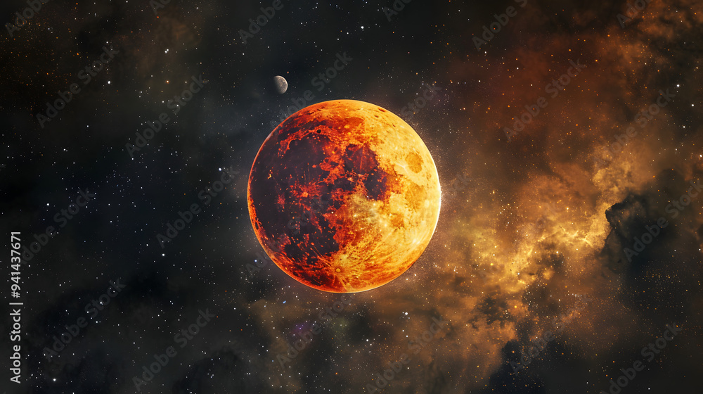 Lunar Eclipse space element watercolor style Lunar Eclipse space element watercolor style