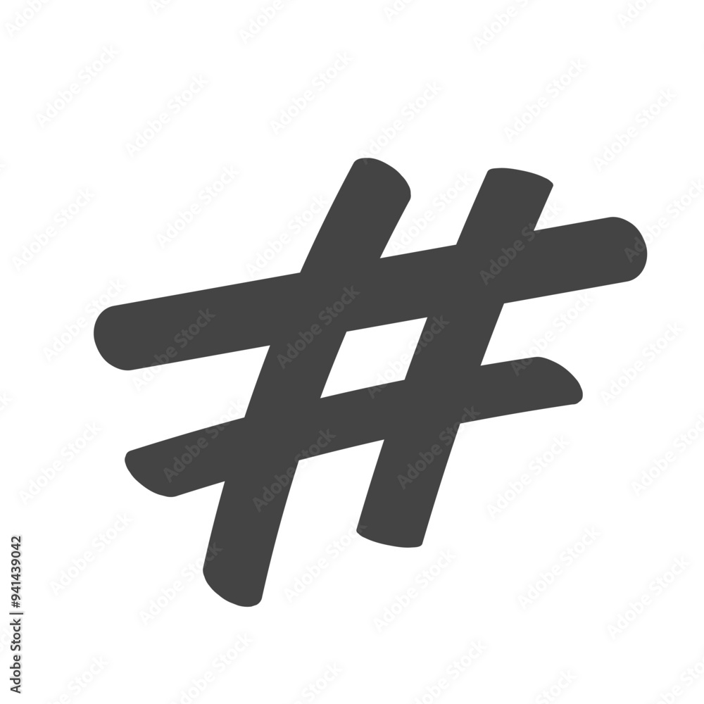 Fototapeta premium Hand drawn hashtag icon. Tag Vector illustration