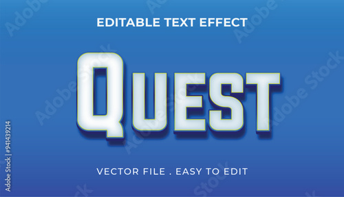quest typography Editable text effect 3d Traditional Cartoon template style premium vector	