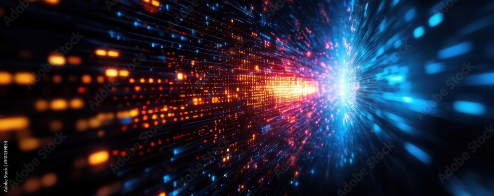 A vibrant abstract scene showcasing dynamic light trails in blue and orange, representing motion and technological energy. A vibrant abstract scene showcasing dynamic light trails in blue and orange, representing motion and technological energy.
