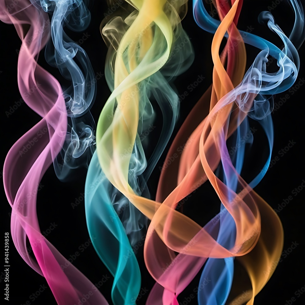 Naklejka premium Ribbons of colorful smoke dancing upwards