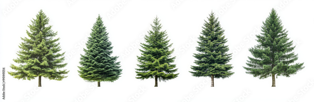 Set of different tree species, showcasing their unique shapes and foliage, isolated against a white background.
Set of different tree species, showcasing their unique shapes and foliage, isolated against a white background.