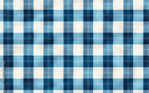 Wallpaper Mural  blue and white plaid fabric texture with intersecting lines creating a checkered pattern. Ideal for backgrounds, textiles, and designs. Torontodigital.ca