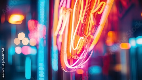 Multicolored neon on the st...