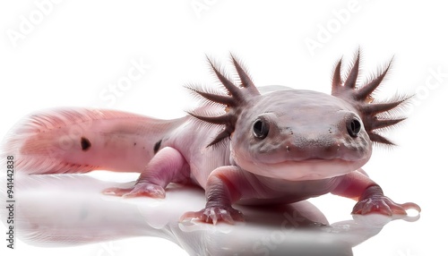 An isolated axolotl on a white background photo