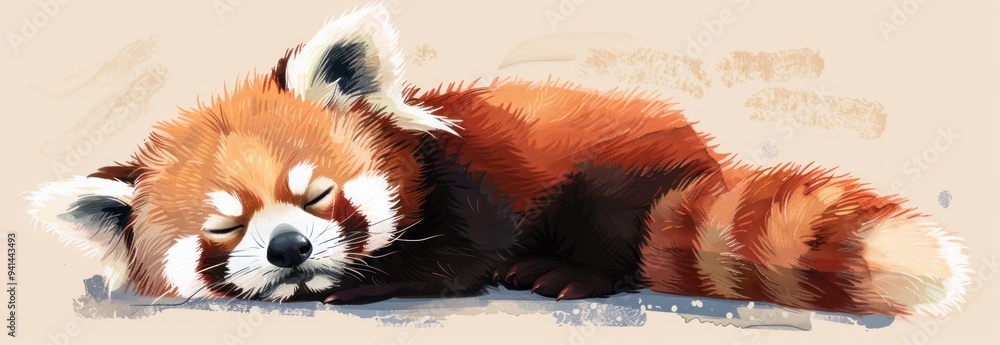 Obraz premium Sleeping Red Panda