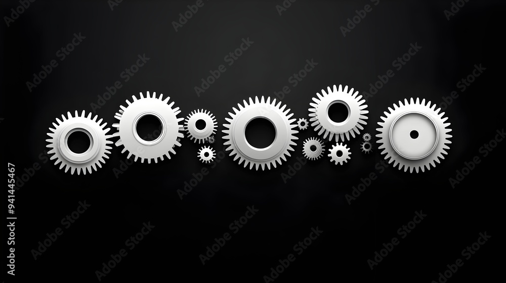 Monochrome Gears and Cogs Forming an Abstract Mechanical Pattern Monochrome Gears and Cogs Forming an Abstract Mechanical Pattern