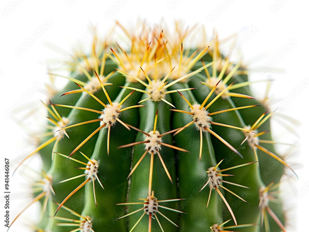 Closeup Macro Photography of Vibrant Green Cactus Plant Spines on White Background Closeup Macro Photography of Vibrant Green Cactus Plant Spines on White Background