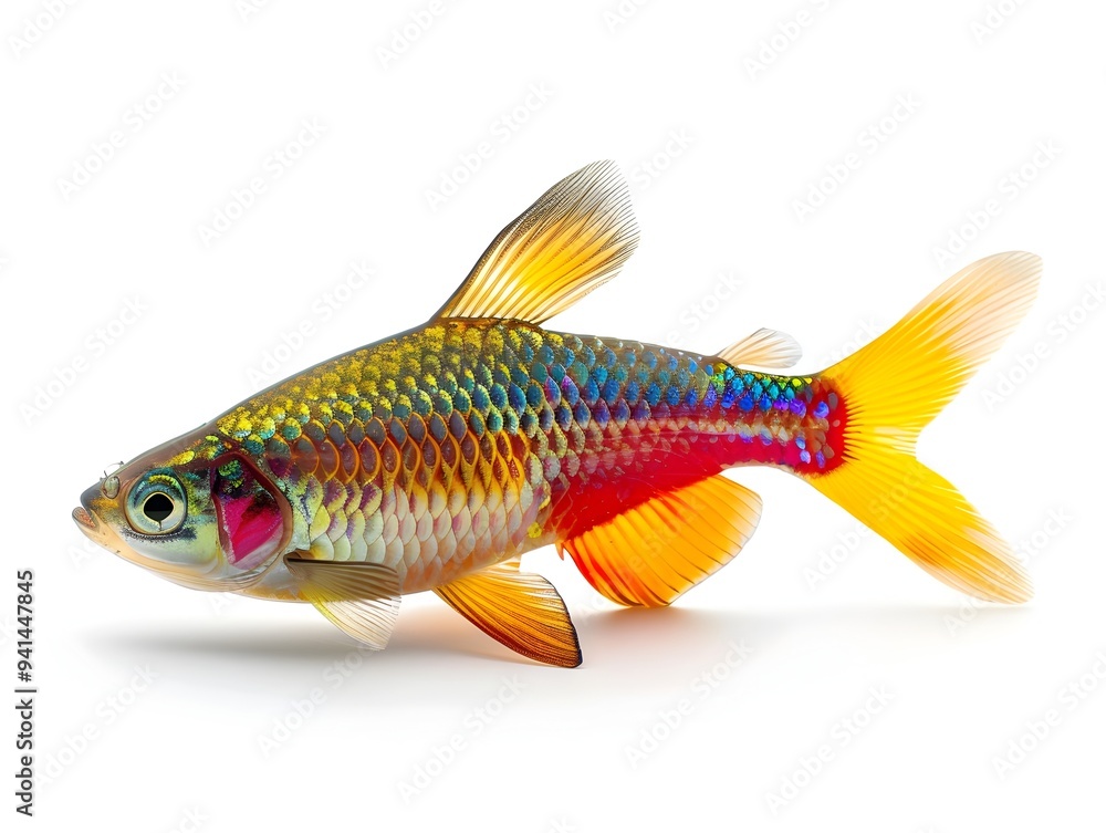 Vibrant Rainbowfish with Spectacular Color Spectrum Isolated on White Background Vibrant Rainbowfish with Spectacular Color Spectrum Isolated on White Background