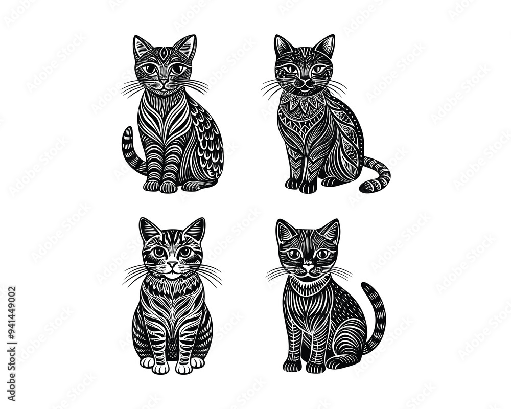 Set of black cat silhouettes Set of black cat silhouettes