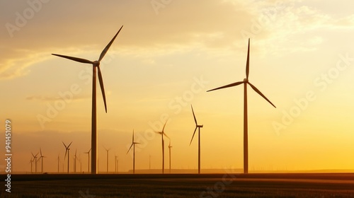 Rural Wind Turbines Against a Colorful Twilight Sky