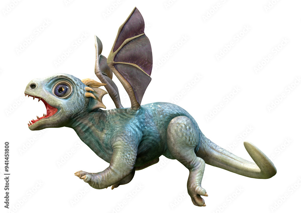 Fototapeta premium 3D Rendering Fairy Tale Dragon on White