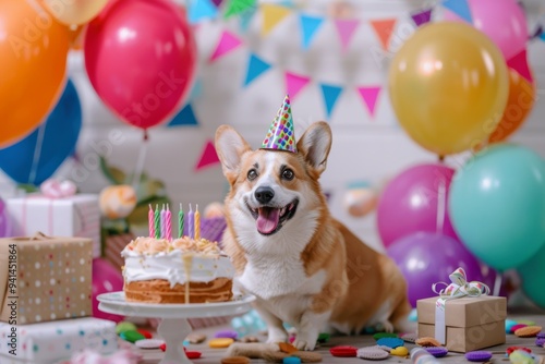 Make your pets birthday special with a Corgi dogthemed celebration complete with a party hat, balloons, cake, and presents. Create joyful moments your furry friend will treasure photo