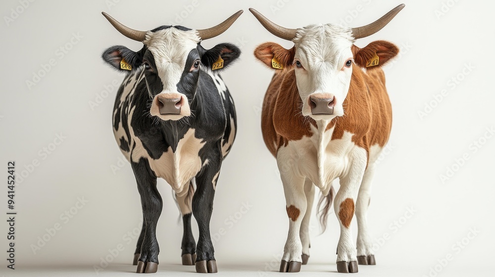 Two Cows with Horns Facing Forward Generative AI Two Cows with Horns Facing Forward Generative AI