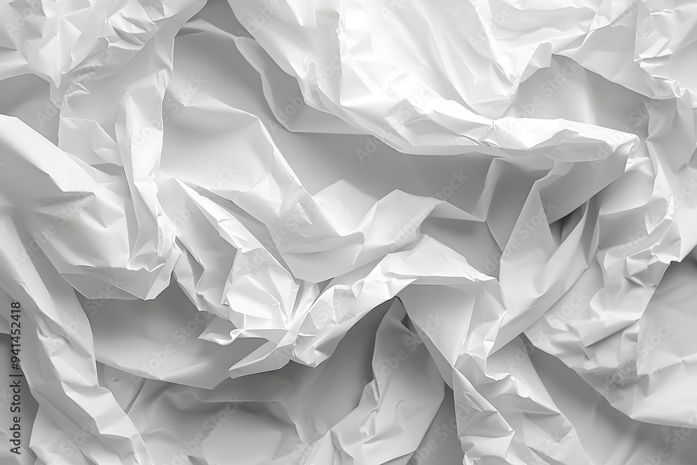Obraz premium Crumpled White Paper Texture for Creative Backgrounds