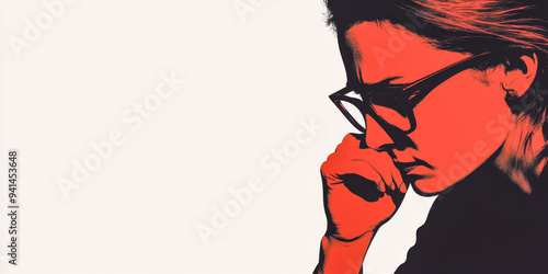 Contemplative Woman in Glasses Pop Art