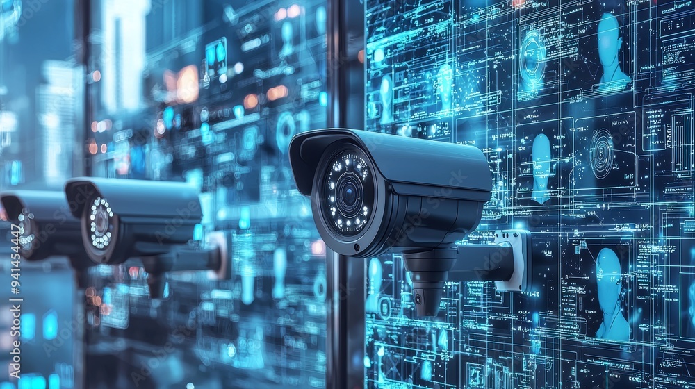 Modern CCTV Surveillance Camera with Digital Interface Modern CCTV Surveillance Camera with Digital Interface