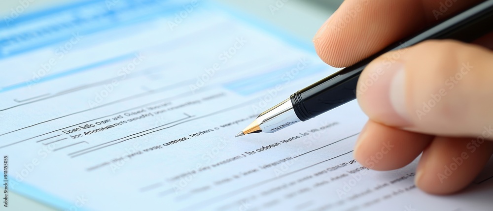 Signing A Document With A Fountain Pen Signing A Document With A Fountain Pen