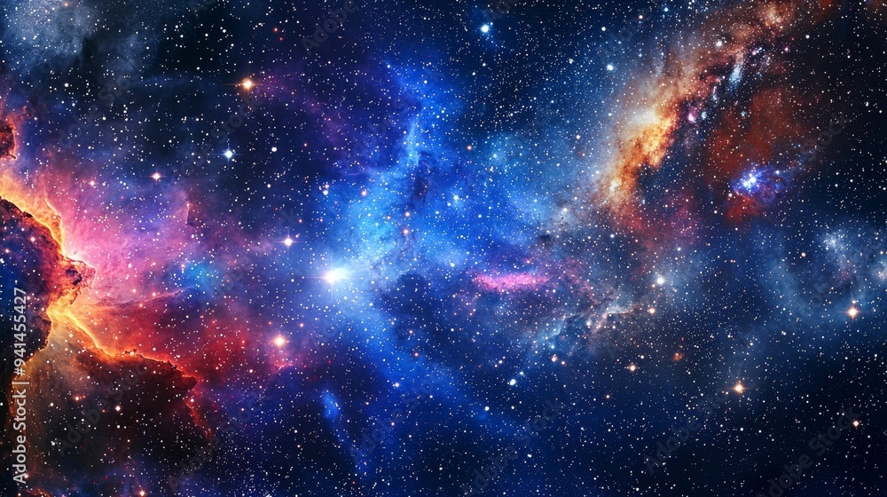 Naklejka premium Cosmic Nebula Galaxy Stars Space Background