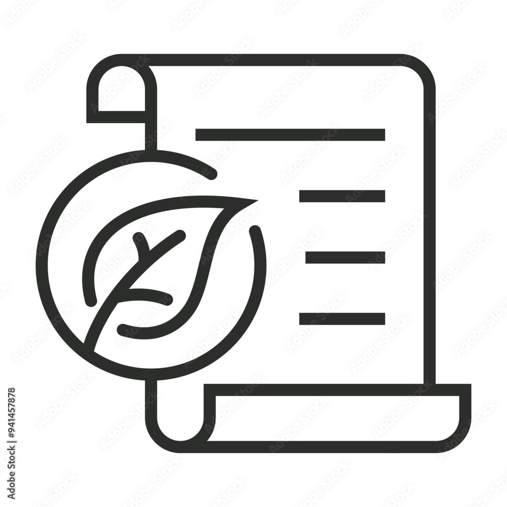 Eco paper outline icon, editable vector illustration and transparent graphic element. Isolated on white background Eco paper outline icon, editable vector illustration and transparent graphic element. Isolated on white background