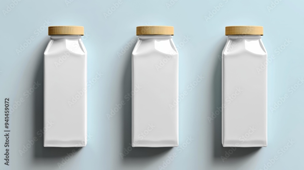 Minimalist Milk Bottles Trio Generative AI Minimalist Milk Bottles Trio Generative AI