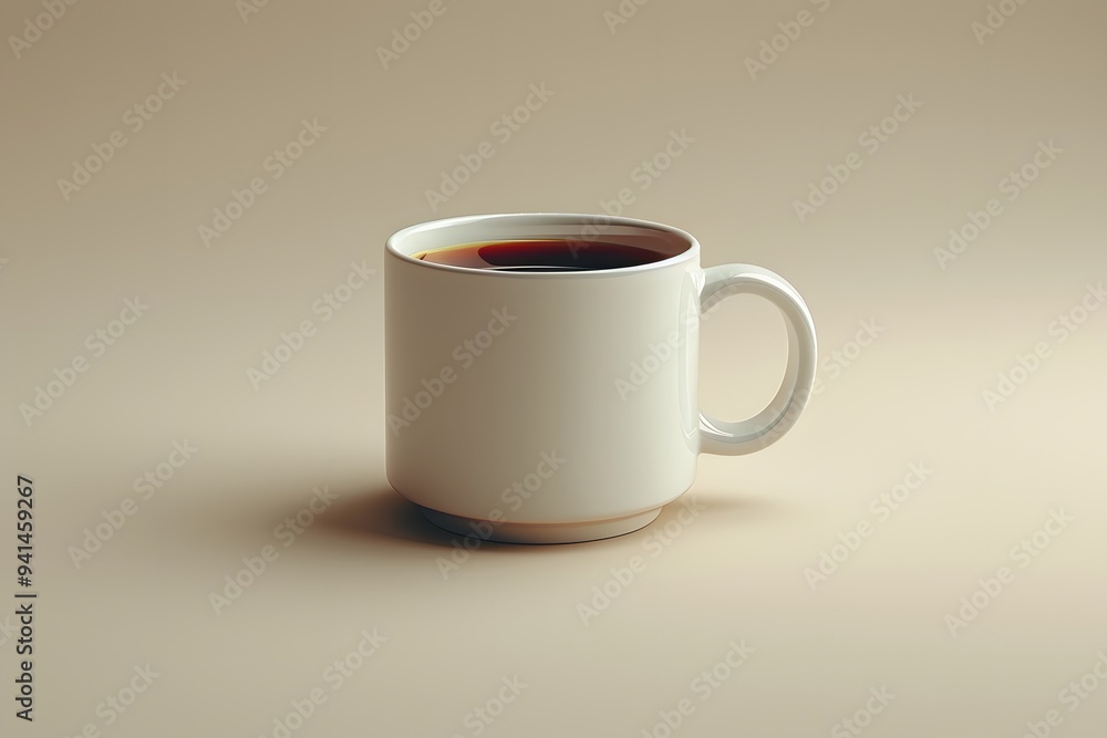 Minimalist White Ceramic Coffee Mug on Neutral Background Ideal Still Life for Cafe, Kitchen, or Beverage Themes Minimalist White Ceramic Coffee Mug on Neutral Background Ideal Still Life for Cafe, Kitchen, or Beverage Themes
