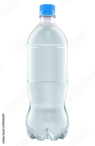 Plastic Water Bottle, full of water. 3D rendering isolated on transparent background photo