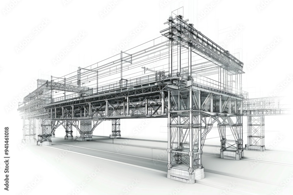 Construction site image featuring a building with scaffolding for renovation or repair work Construction site image featuring a building with scaffolding for renovation or repair work